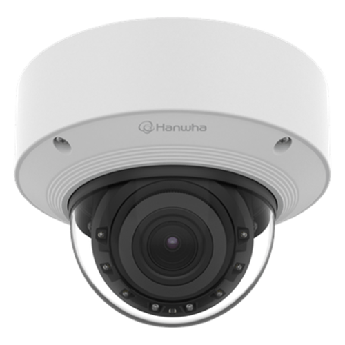Cámara Domo AI IR 5MP / Motorizado Varifocal 3.3~9.3mm / Doble NPU / Análisis Inteligente / WDR 120dB / IR 50m / IP52 IK10 / PoE / Wisenet 9